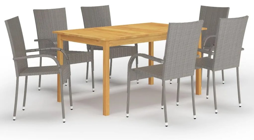 vidaXL Set mobilier pentru grădină, 7 piese, gri