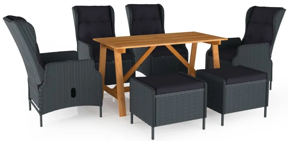 vidaXL Set de masă pentru grădină, 7 piese, gri închis