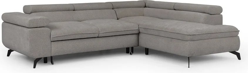 Colțar gri deschis cu tapițerie din chenille (cu colț pe partea dreaptă/în formă de ”L”) Marbeya – Ropez