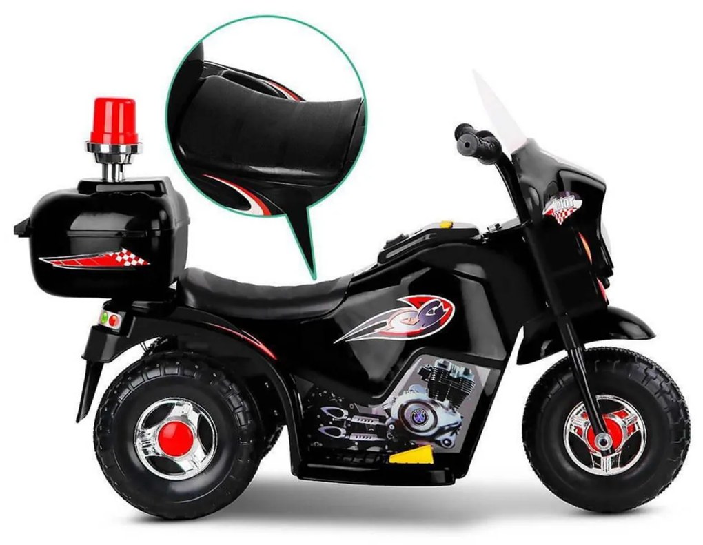 Motocicleta Electrica cu Acumulator Pentru Copii NOVOKIDS™ Motor Sport, Cu Melodii si Lumini, Trotineta Electrica, 3 Roti, MERS CU SPATELE, Negru