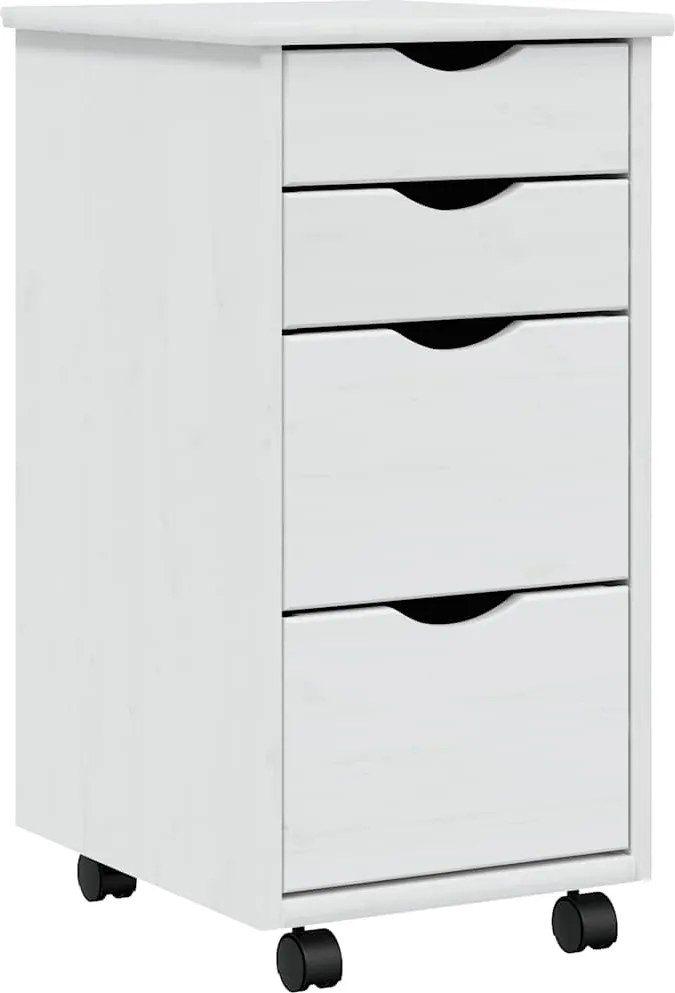 vidaXL Dulap rulant cu sertare MOSS, alb, lemn masiv de pin