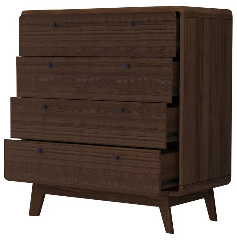 Comodă maro închis înaltă cu aspect de lemn de nuc 80x88 cm Caitlin – Støraa