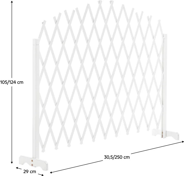 Ecran grilaj, alb/lemn, 250 cm, KEJLY