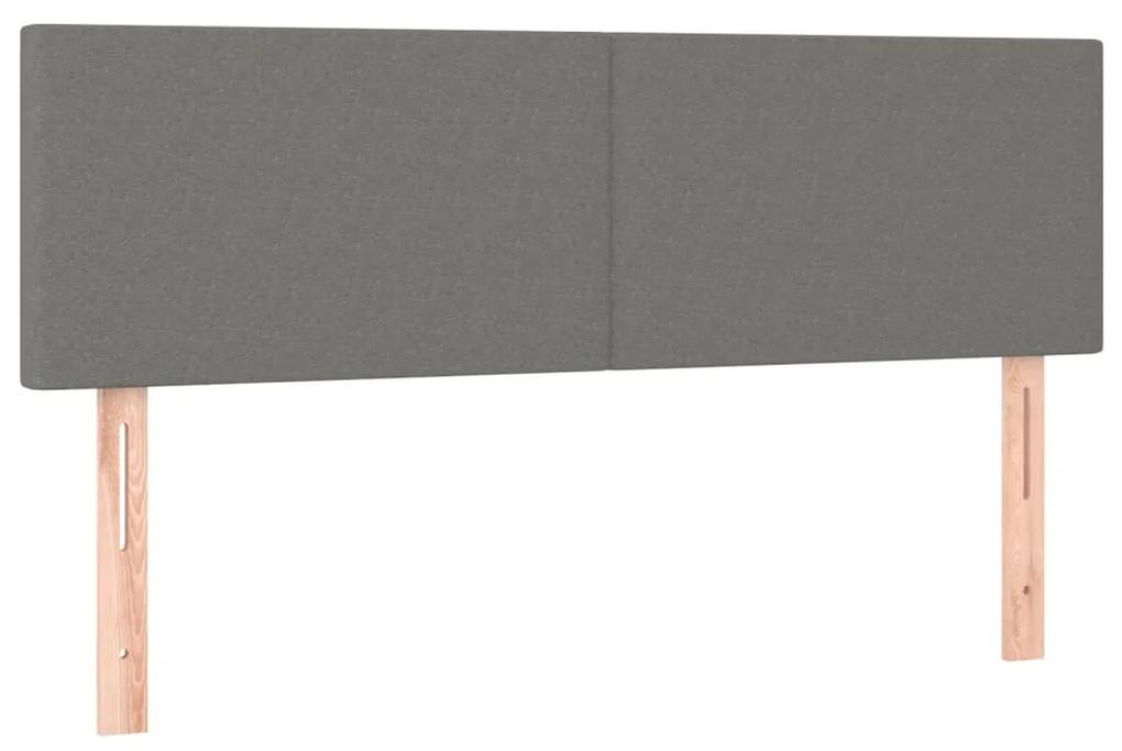 Pat box spring cu saltea, gri inchis, 140x190 cm, textil Morke gra, 140 x 190 cm, Design simplu