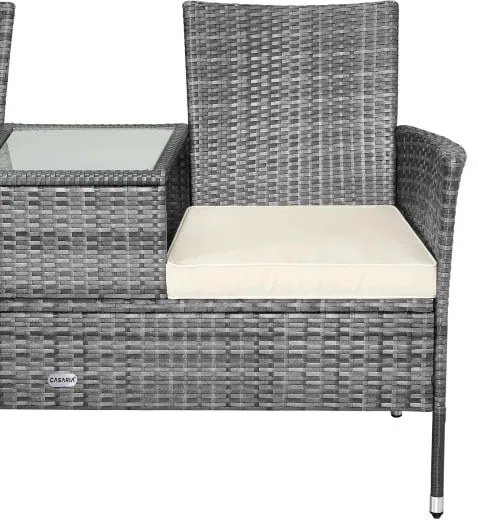 Deuba Banca ratan de gradina 143x55x88cm - gri