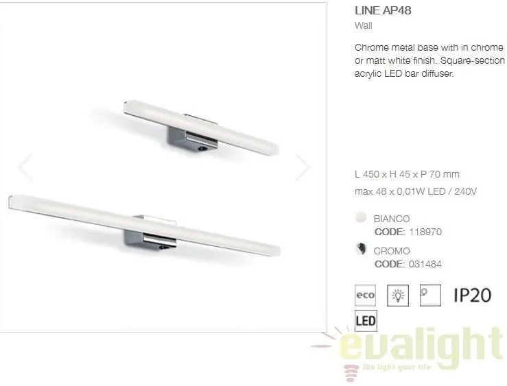 Aplica de perete LED tablou, oglinda de baie LINE AP48 CROMO 031484