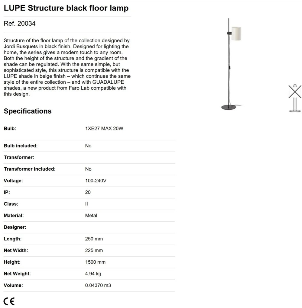 Lampa de podea moderna design elegant LUPE negru/bej