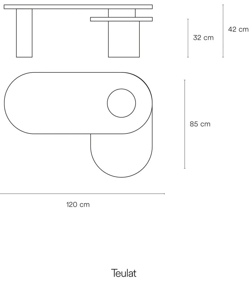 Măsuță de cafea neagră în decor de frasin 120x50 cm Nori - Teulat