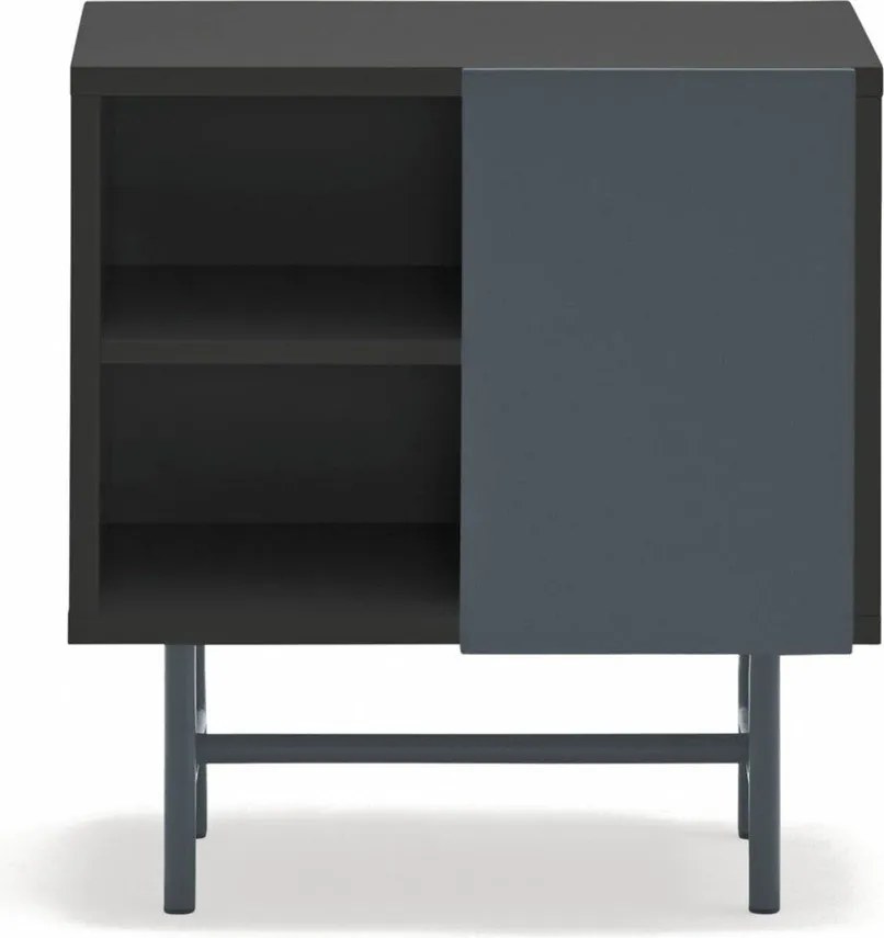 Noptieră neagră/gri antracit cu rafturi cu aspect mat Nube – Teulat