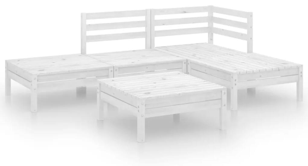 3082623 vidaXL Set mobilier de grădină, 5 piese, alb, lemn masiv de pin