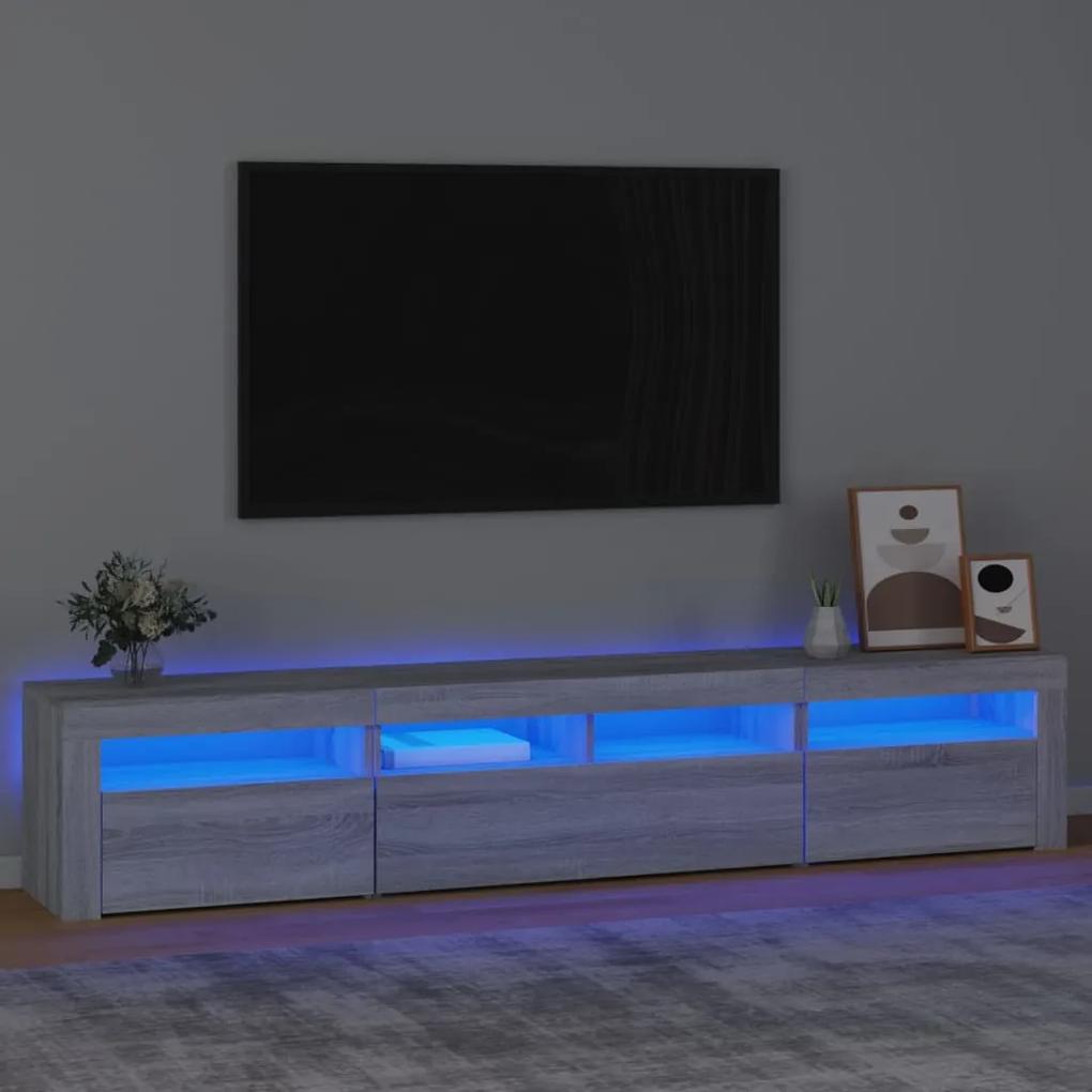 3152736 vidaXL Comodă TV cu lumini LED, gri sonoma, 210x35x40 cm