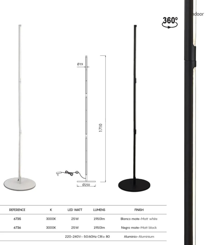 Lampadar/Lampa de podea LED design modern minimalist TORCH negru