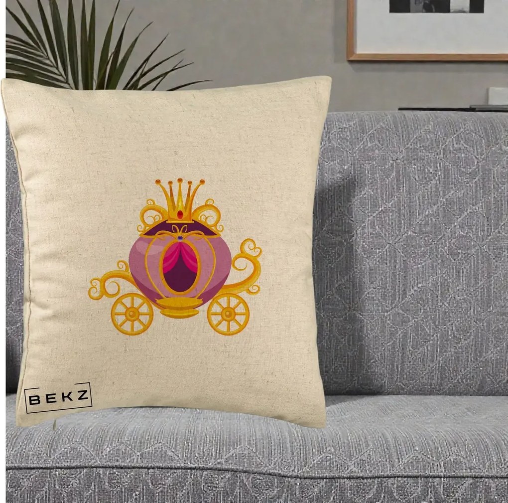 Perna Decorativa Trasura Regala Aurie, 40x40 cm, Bej, Husa Detasabila, Perna Inclusa, BEKZ®