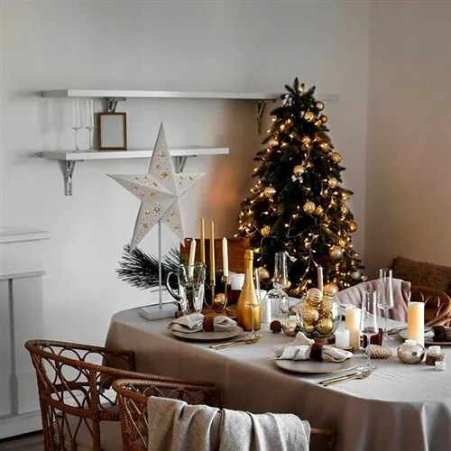 Steaua de Crăciun cu suport Solight LED, albă, 45cm, 10x LED, 2x AA