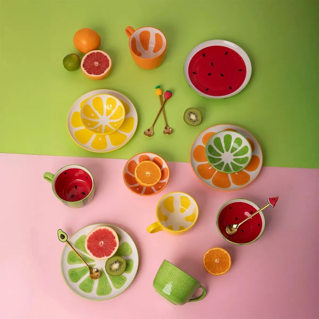 Altom Set de boluri ceramice Tropicana lămâie 12,5cm, 2 buc.