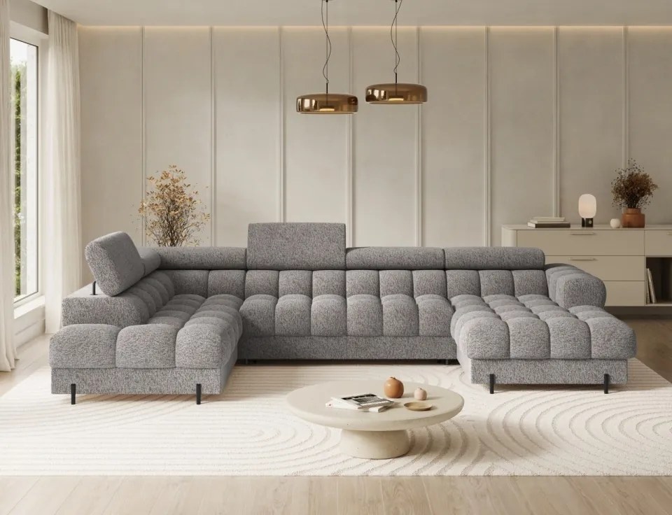 Coltar extensibil cu spatiu pentru depozitare, 358x202x93 cm, Feraria L, Eltap (Culoare: Gri Inchis / Royal 05)