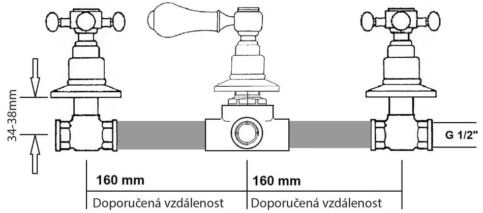 Baterie roz pentru duș încastrată (2 ieșiri) Antea – Sapho