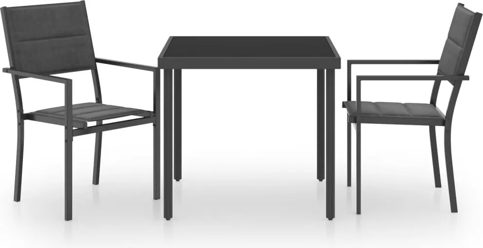 vidaXL Set mobilier de exterior, 3 piese, oțel