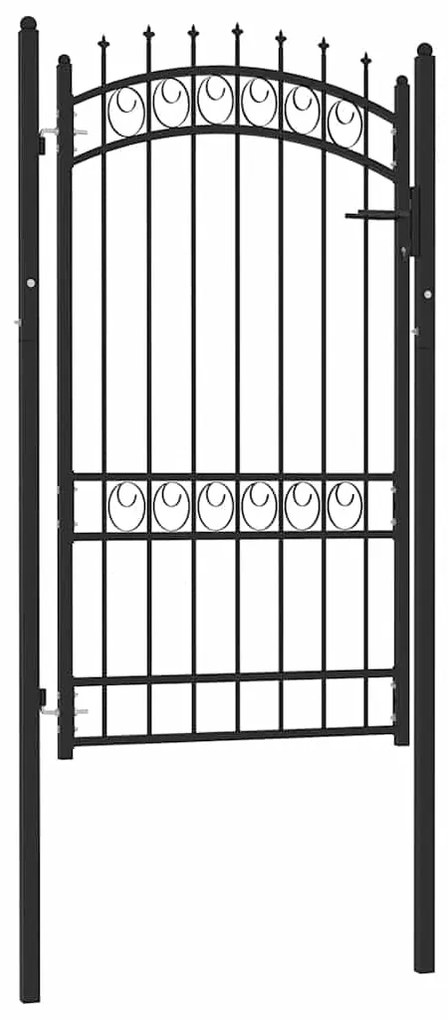 vidaXL Poartă de gard cu țepușe, negru, 100x175 cm, oțel
