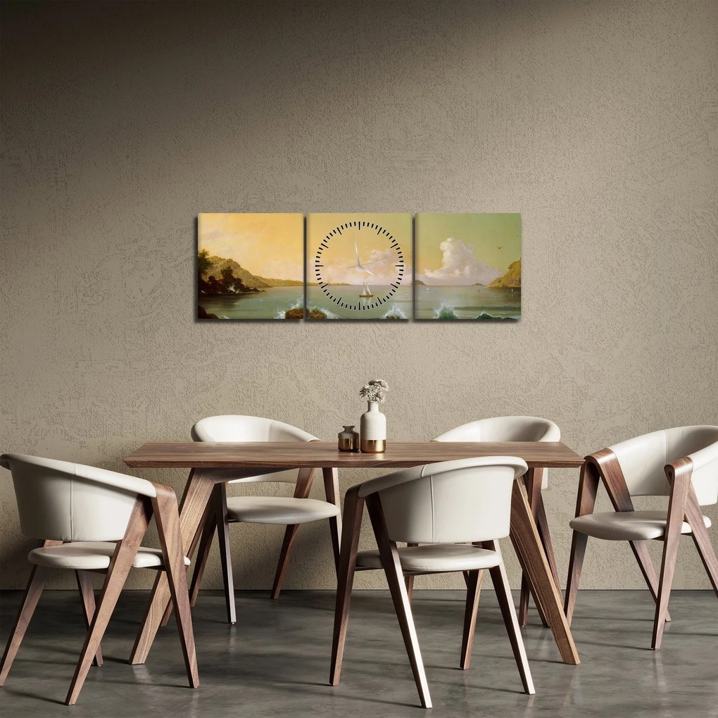 Tablou - Martin Johnson Heade, Rio de Janeiro Bay, reproducere (cu ceas) (90x30 cm)