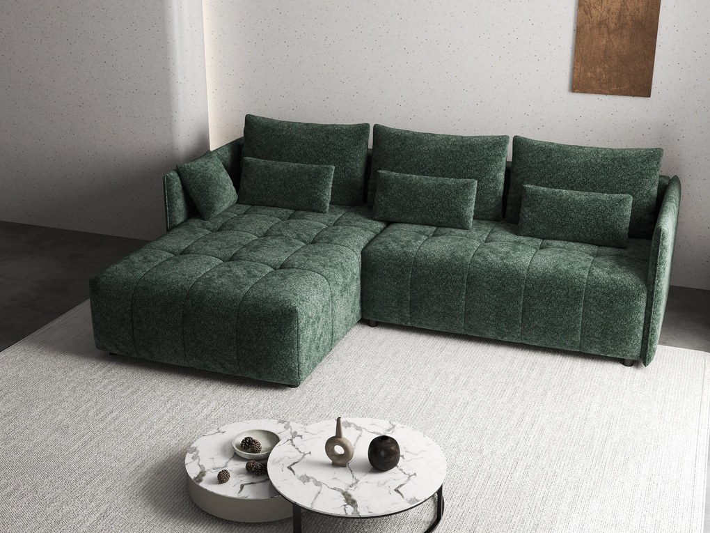 Colțar extensibil dumonde cu ladă de depozitare si sezut confortabil din spuma high-density, Malta Euphoria Green II 235x185 cm