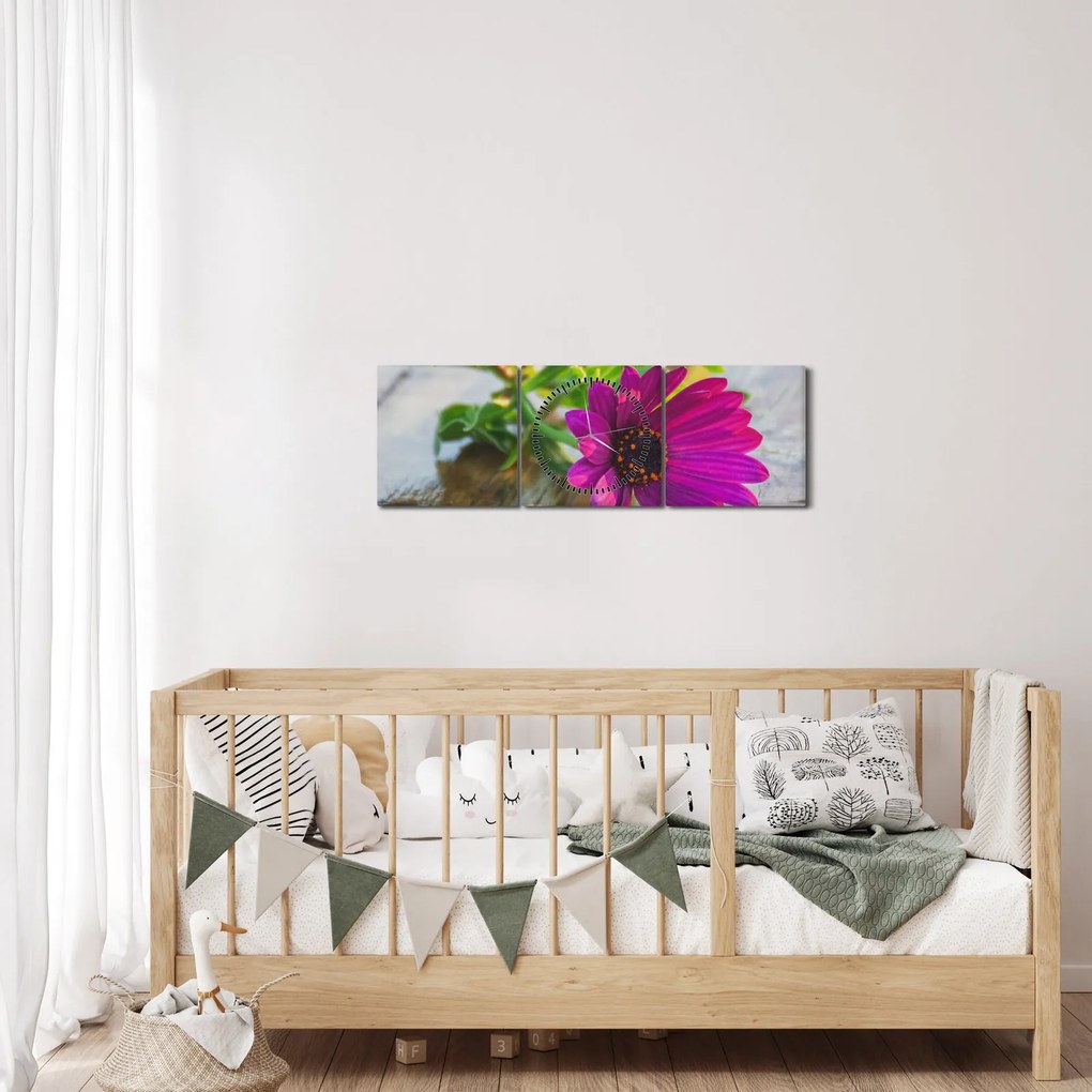 Tablou flori tăiate (cu ceas) (90x30 cm)
