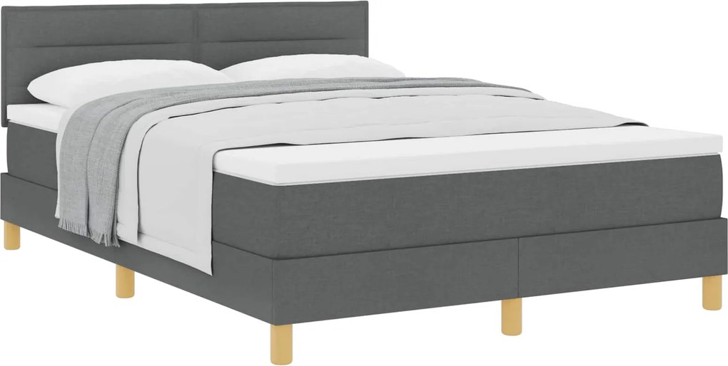 vidaXL Pat cu arcuri cu saltea Gri închis 140 x 200 cm țesătură