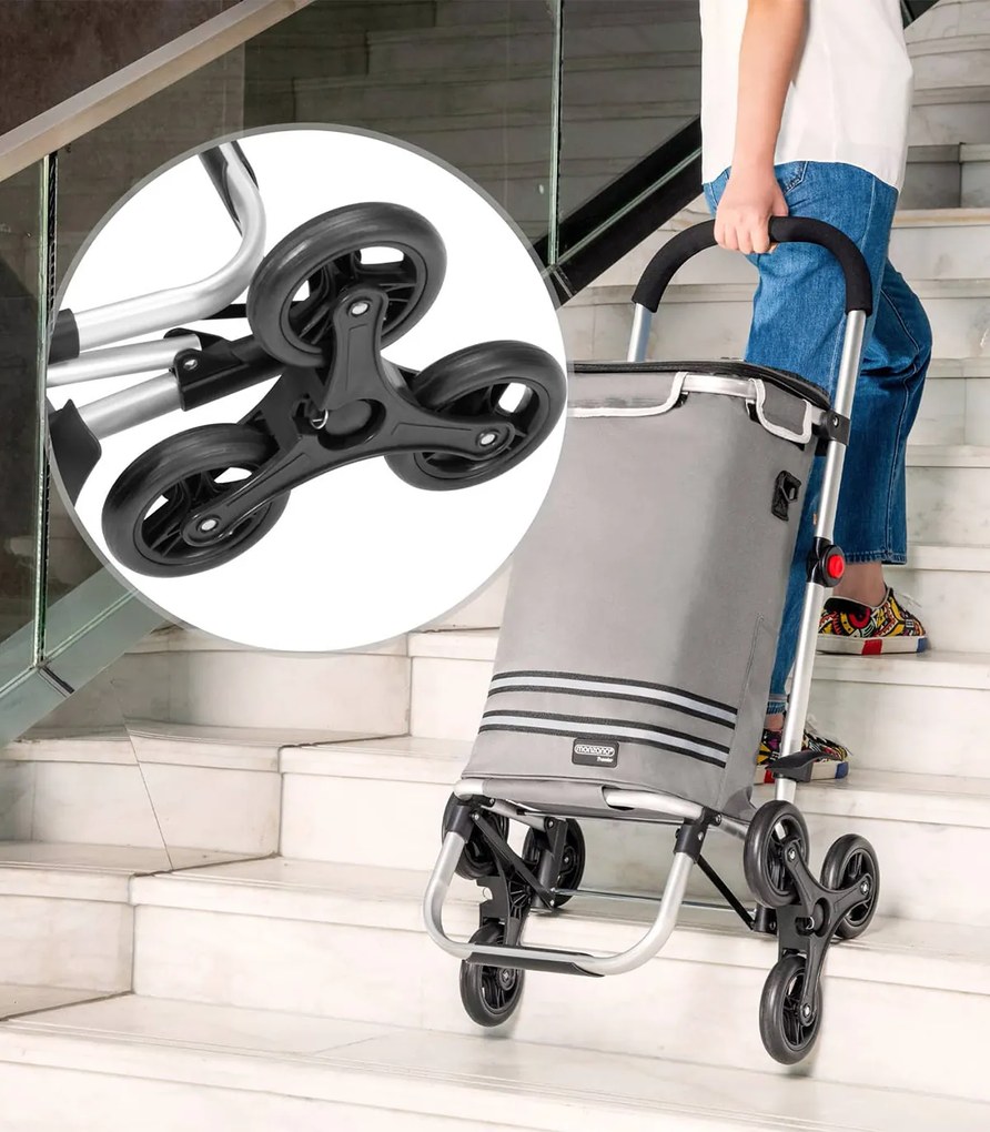 Carucior cumparaturi  Stairs Climber pliabil husa detasabila 3 roti  Metal/Poliester Gri