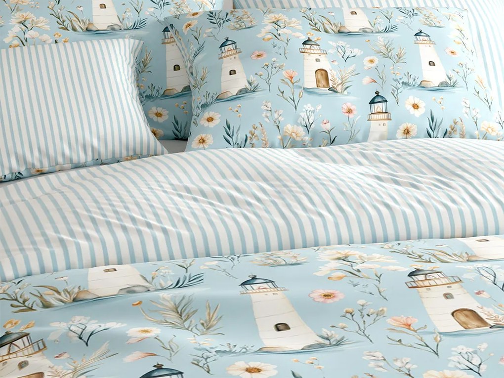 Lenjerie de pat din bumbac LIGHTHOUSE POLY albastru Dimensiune lenjerie de pat: 70 x 90 cm | 140 x 200 cm