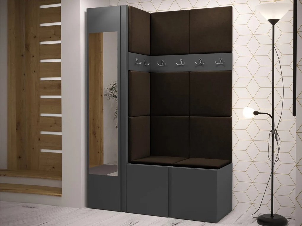 Mobilier hol Tovenaz X (grafit + maro) (cu oglindă). 1104800