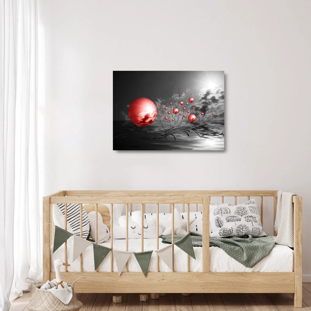 Tablou pe sticlă bilelor roșii (70x50 cm)