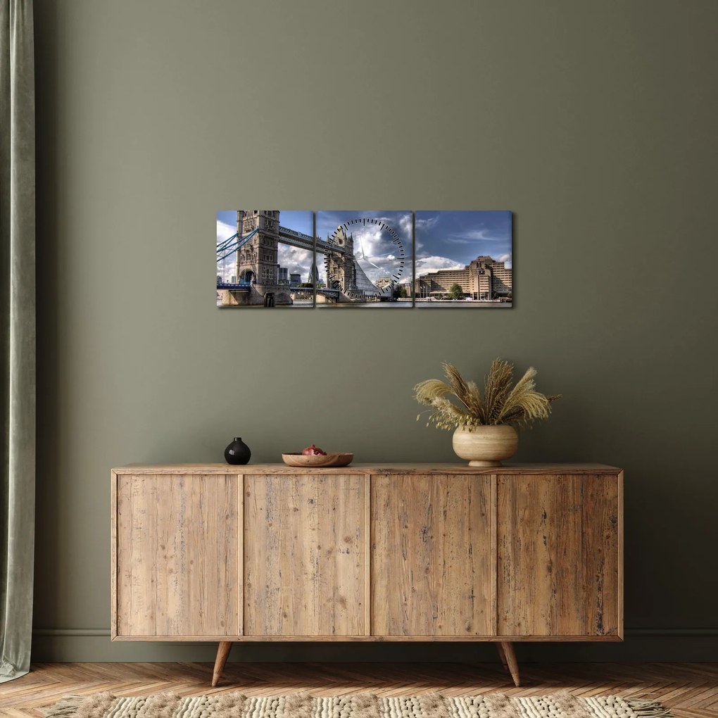 Tablou - Tower Bridge din Londra (cu ceas) (90x30 cm)