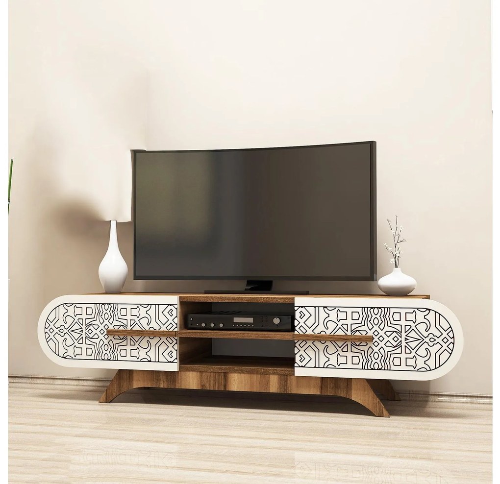 Masă TV/Dulap Mekebu 3 (Nuc + crem) . 1095588