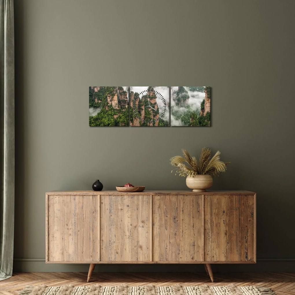 Tablou - Parcul Național Zhangjiajie, China (cu ceas) (90x30 cm)