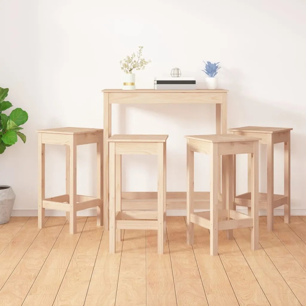 Set mobilier de bar, 5 piese, lemn masiv de pin