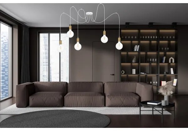 Lustră pe cablu MIROS 5xE27/60W/230V albă/aurie