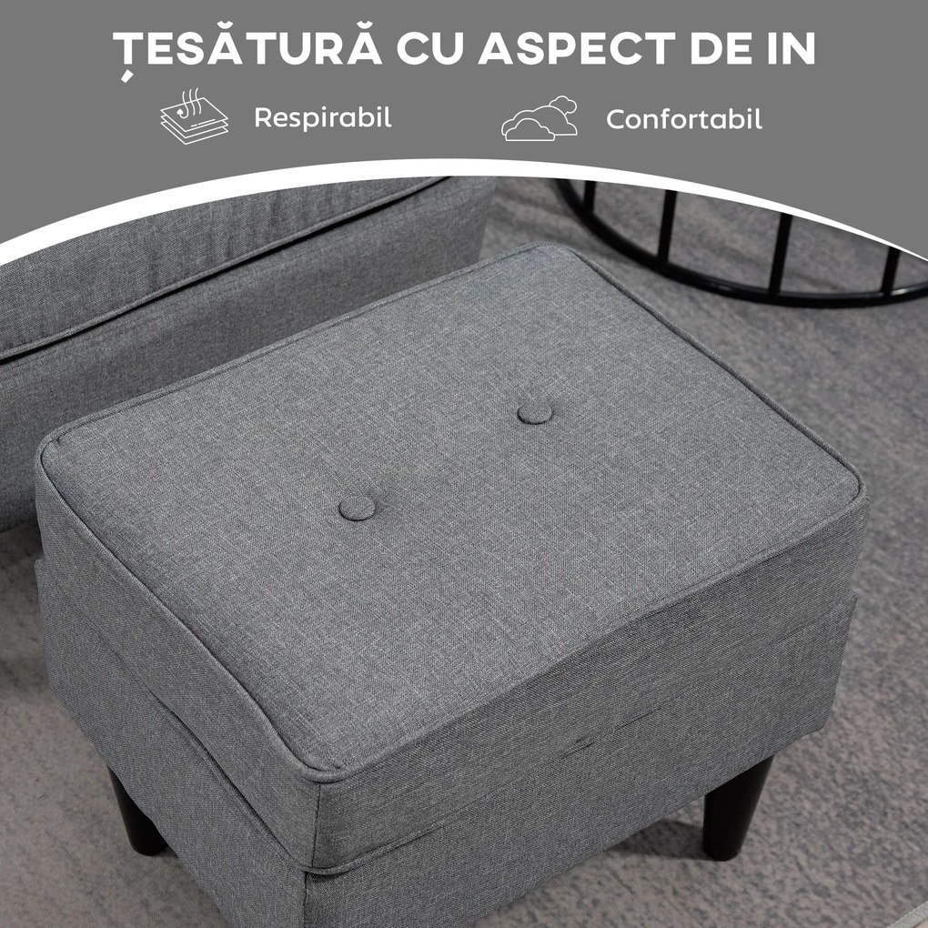 Fotoliu Modern HOMCOM Ottomană Gri | Aosom Romania