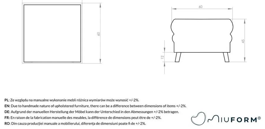 Taburet Miuform Charming Charlie, gri deschis