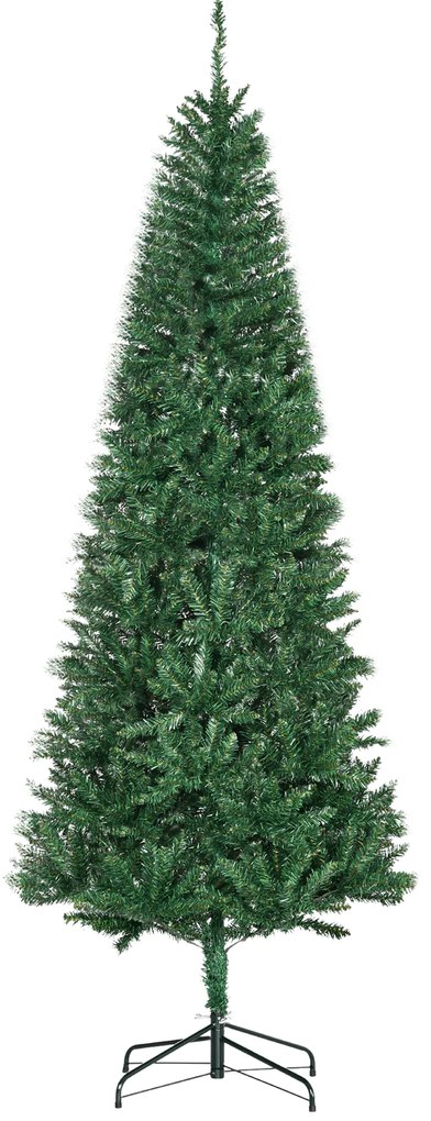 Homcom Albero di Natale Artificiale 210cm Base in Metallo Verde Φ91cm