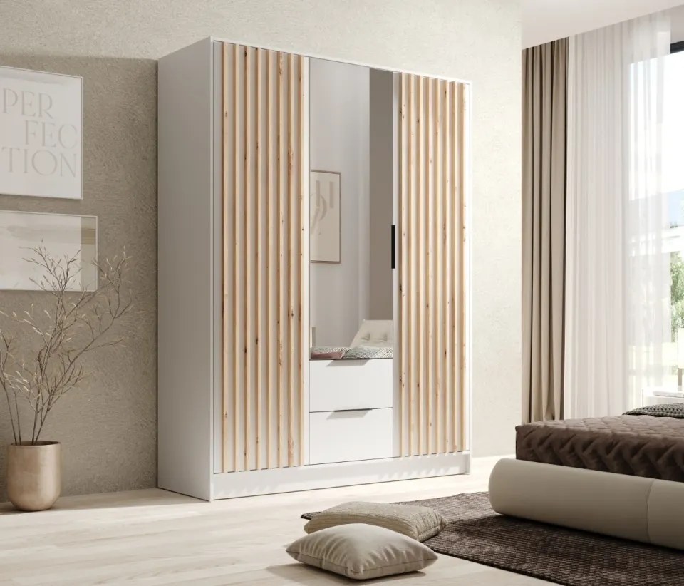 Dulap cu oglinzi, Neri, ADRK Furniture (Latime: 102 cm, Culoare: Negru / Alb)