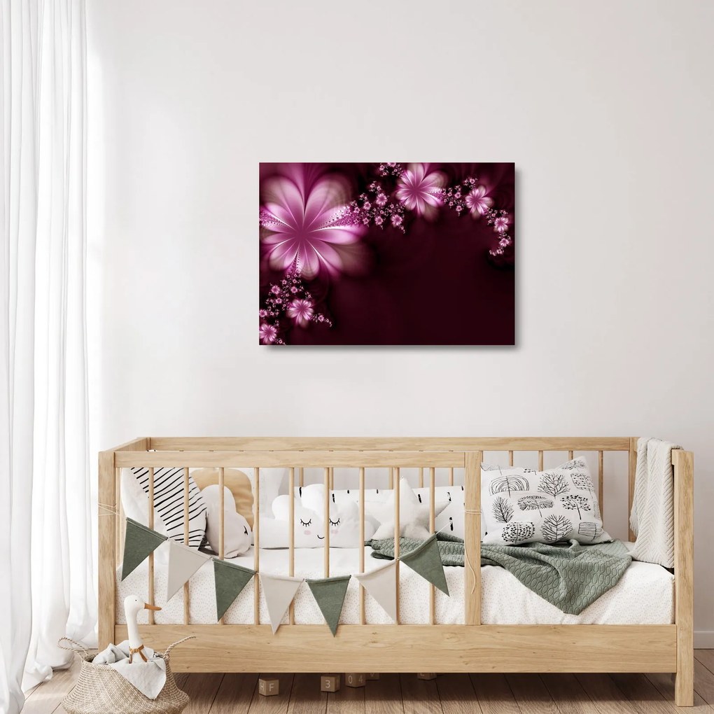 Tablou pe sticlă cu abstracție - flori (70x50 cm)