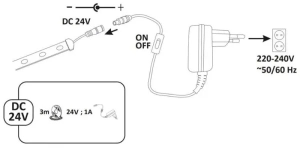 Banda LED exterior 3m, 23W, 24V, 230V, 4000K, IP65