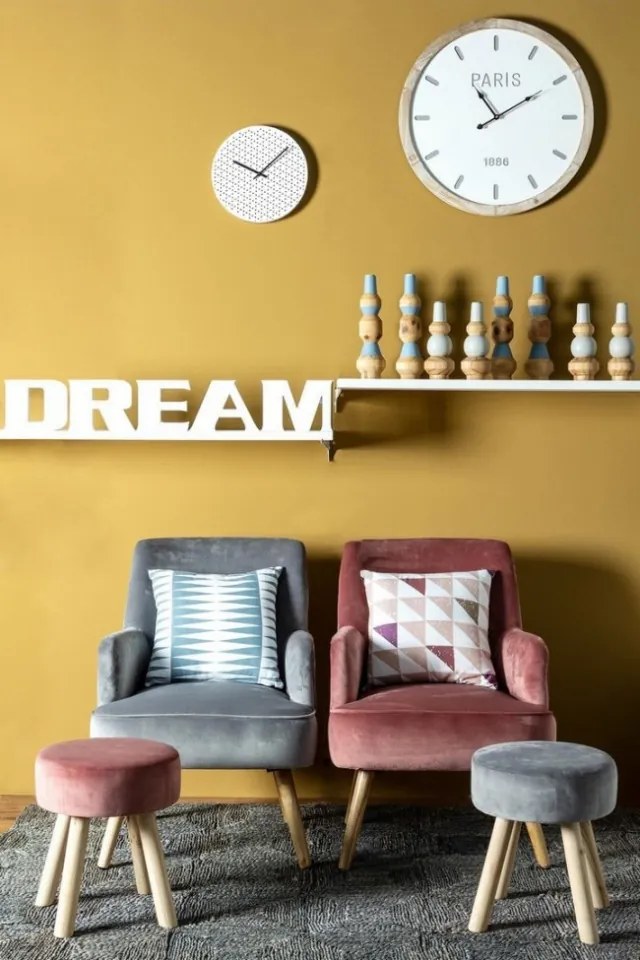 Set 2 taburete gri din catifea, Adeline Antik Bizzotto