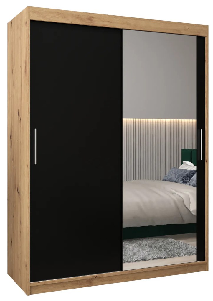 Dulap de haine 150 cm Toki 2 (stejar artisan + negru mat). 1064994