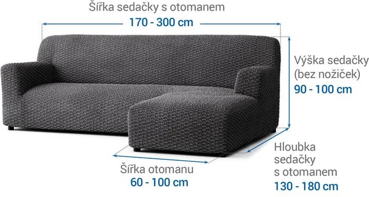 Gaico Huse bielastice MOSAICO gri închis canapea cu otoman dreapta (l. 170 - 300 cm)