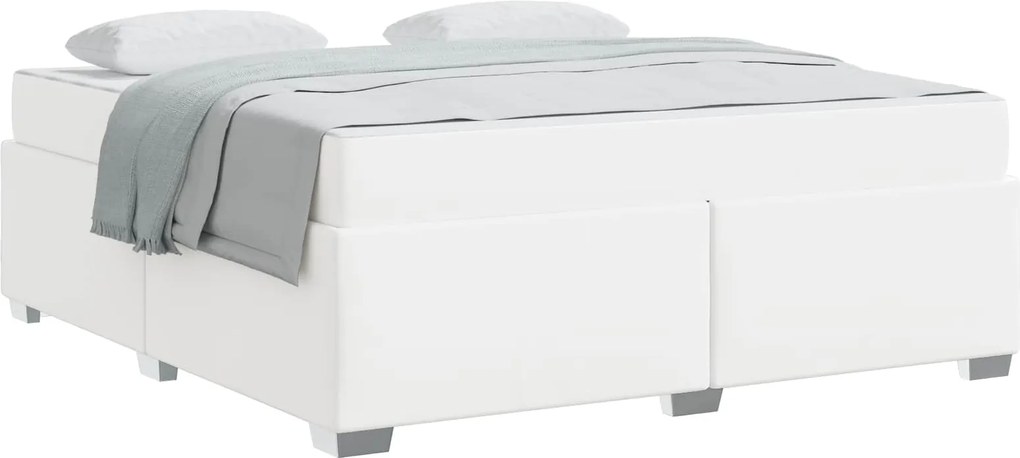 vidaXL Cadru de pat cu saltea Alb 180 x 200 cm țesătură