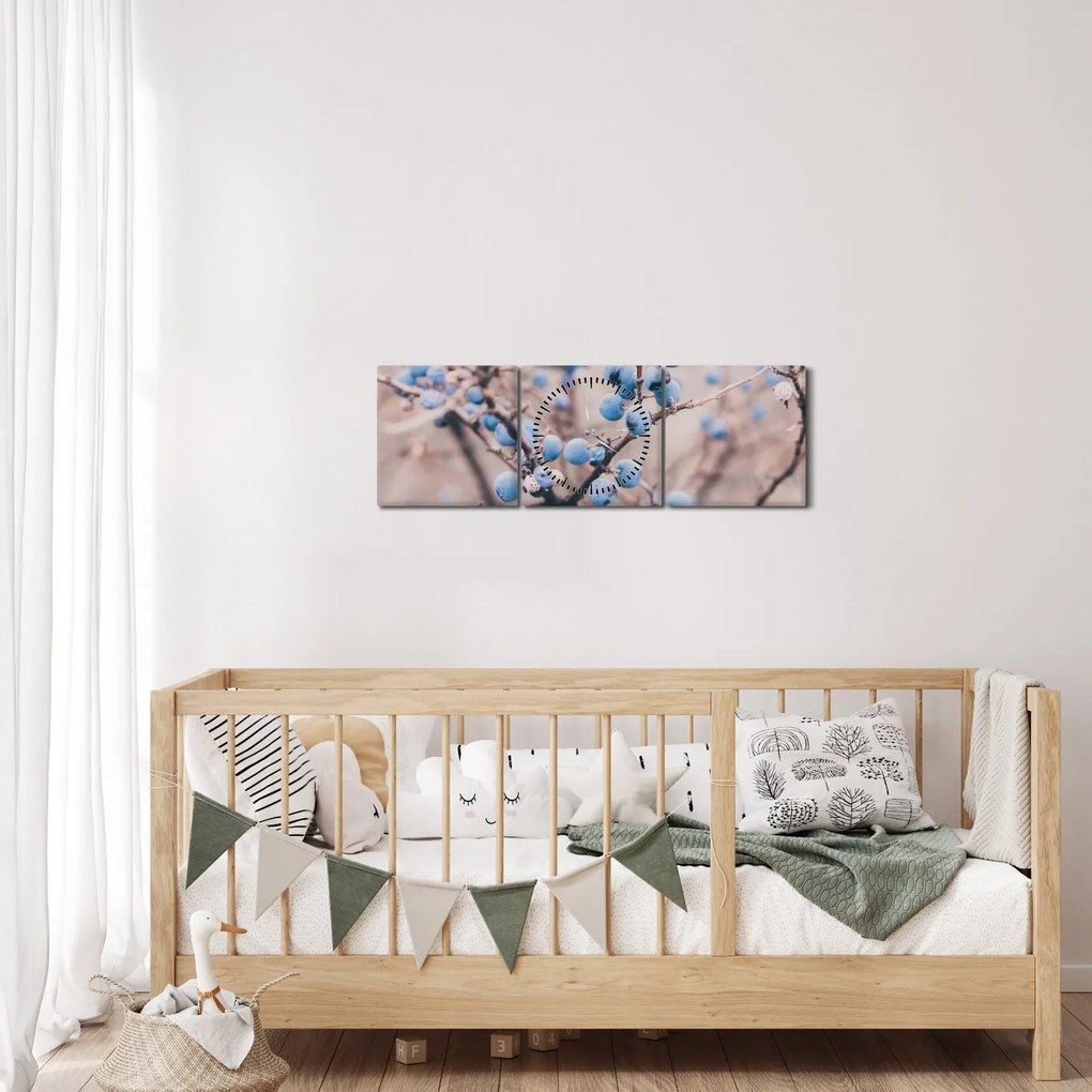 Tablou cu fructe pe tufiș (cu ceas) (90x30 cm)
