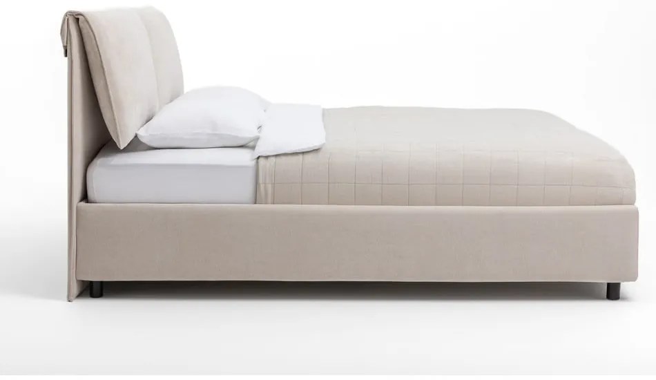 Pat dublu tapițat bej cu spațiu de depozitare cu saltea/ grătar 180x200 cm Myra Pillow - Bonami Selection