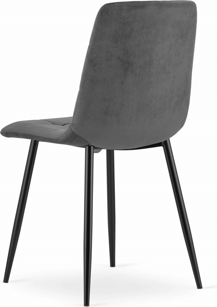 OFERTA Scaun din catifea gri inchis KARA cu picioare negre calitate II