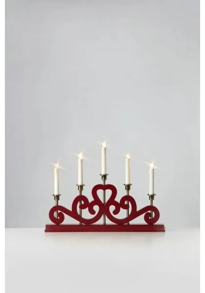 Markslöjd 706211 - Sfeșnic de Crăciun ENEBY 5xE10/3W/230V roșu/alamă